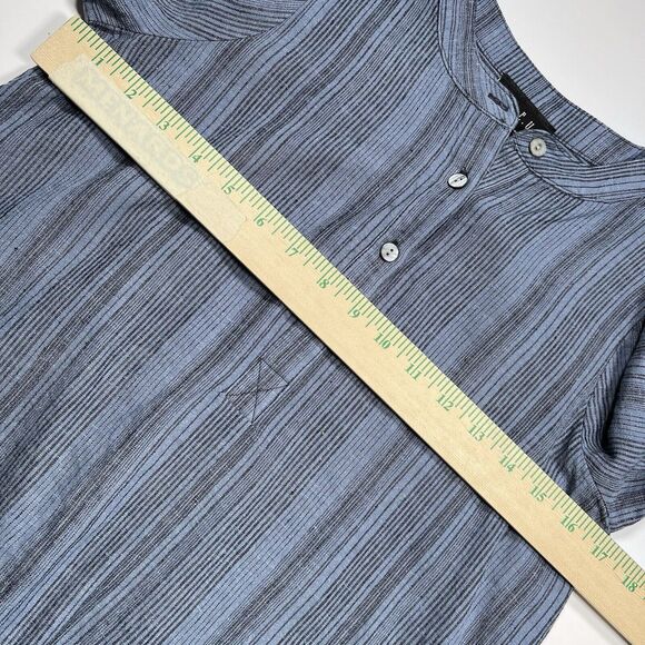 B.L.E.U. Women's Size XS Blue Linen & Rayon Blend Striped Long Sleeve Top Casual - Picture 6 of 7